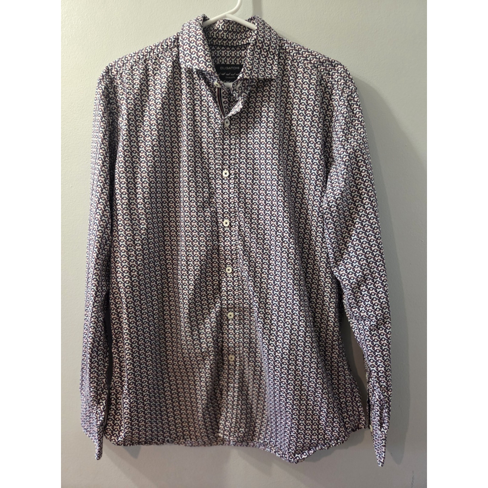 Bugatchi Shaped Fit Men Long Sleeves Shirt Large Pre-Owned